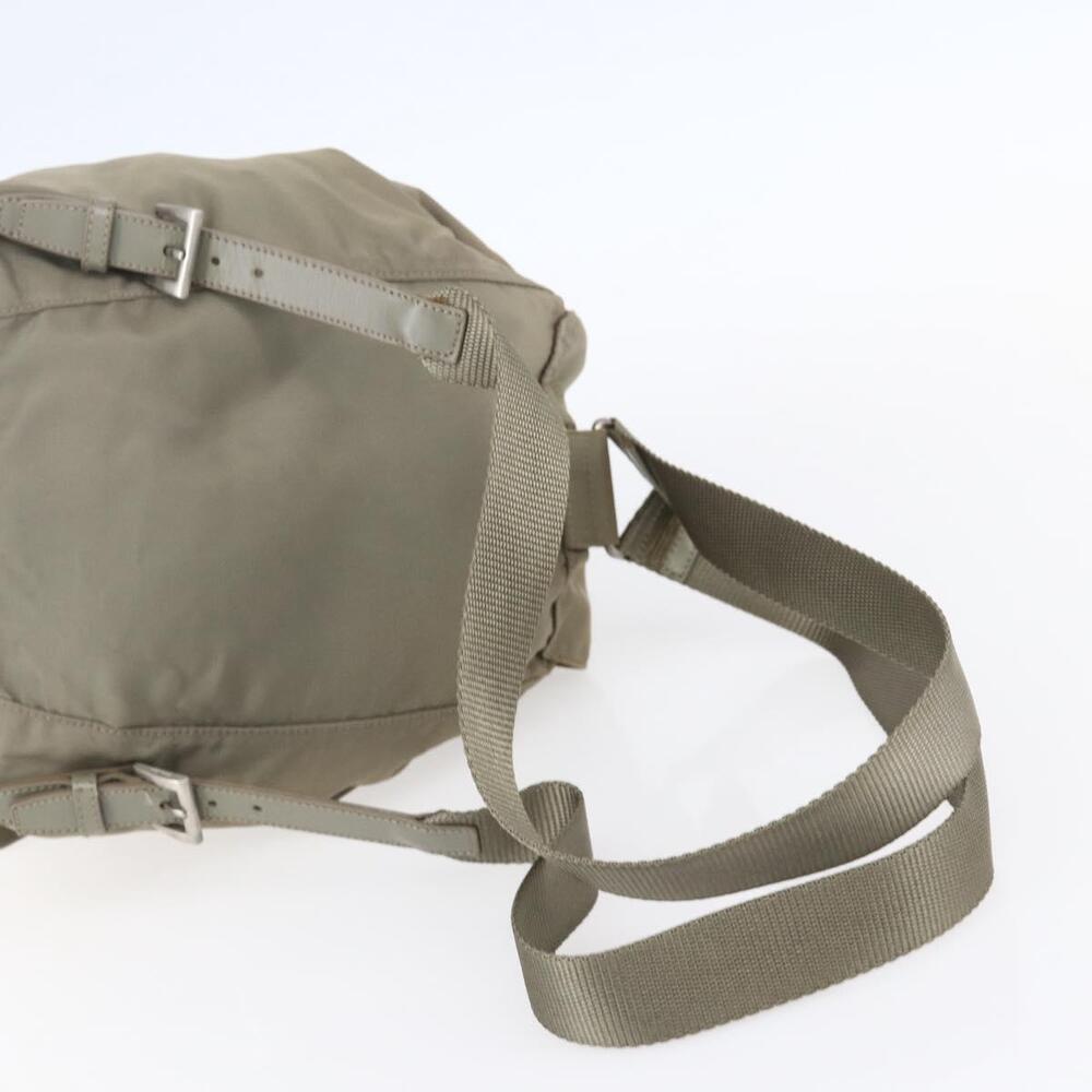 PRADA Backpack Nylon Beige Silver Auth 148934 - Picture 8 of 16
